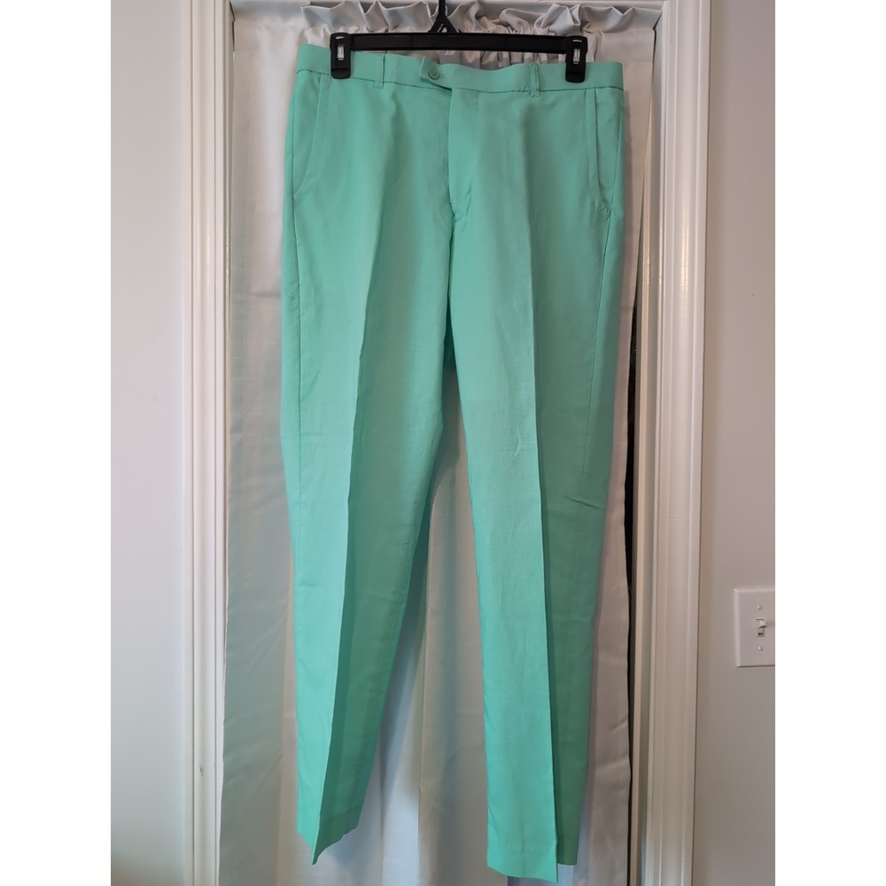 NWOT‎ Men's Stacy Adams Linen Pants Mint Size 34/30 Straight Leg Relaxed Fit